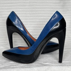 Via Spiga Damen-Pumps Größe 7 1/2 blau/schwarz Leder Absatz spitz zulaufend - Bild 1 von 18