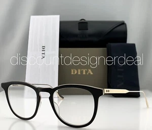 DITA FALSON Round Eyeglasses DTX105-49-01 Black Gold Frame Clear Lenses 49mm NEW - Picture 1 of 9