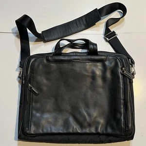 LODIS Briefcase Unisex Black Leather Two Compartment Organizer Laptop Attache - Picture 1 of 11