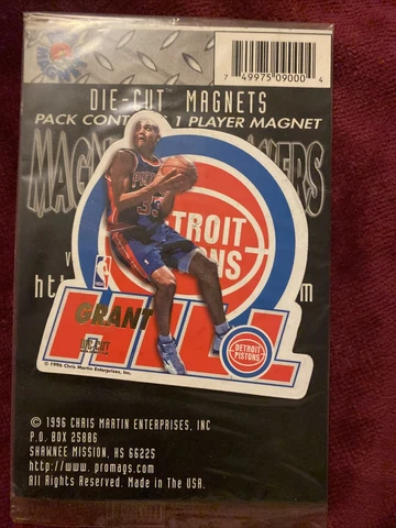 Lot of 90 Grant Hill Official 1996 NBA TEAM LOGO PLAYER PRO MAGNETS DIE CUT New Cover