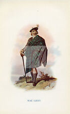 COSTUMES of the Scottish Clans, Mac Leod - 1845 Vintage Print #I313