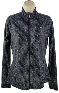 Asics~Women S~Black & Gray Mock Neck Stretch Full Zip Fitness Running Jacket~LN! - Picture 1 of 8