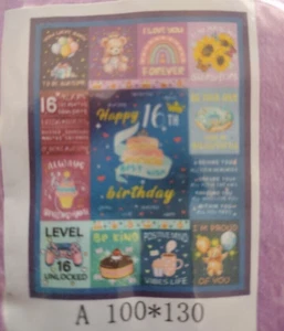 Happy 16th Birthday Sweet 16 Cozy Soft LIGHTWEIGHT Throw Blanket 40" X 50" SEAL - Picture 1 of 2