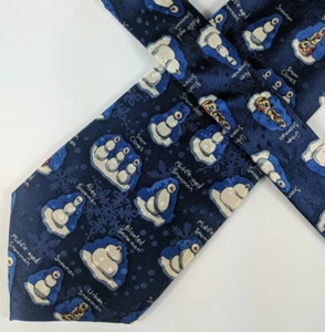 American Greetings Chrstmas Mens Tie, Blue w/ Funny Snow Men Pattern - Imagen 1 de 7