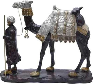 Brass Merchant of Arabia Showpiece, Handcrafted Brass Man with Camel Showpiece, - Picture 1 of 4