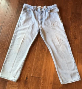 VTG LEVI 505 Jeans Mens 40X30 Reg Fit Straight Leg DISTRESSED STAINED Worn Look - Picture 1 of 21