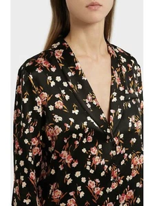 ALC Damen Blumen Stretch Seide 'Leomie' Bluse Pyjama-Stil AU8 | US4 | S schwarz - Bild 1 von 12
