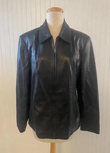 Valerie Stevens 100% Lederjacke Large mit Reißverschluss schwarz - Bild 1 von 11