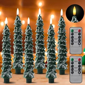 6 Pack Christmas Tree Candles - Flameless Candles with 3D Realistic Flame, Re... - Picture 1 of 7