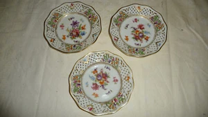 Porcelana Schumann Dresden 3 platos pequeños, 15,5 cm, decoración floral, borde dorado, 20854 - Imagen 1 de 12