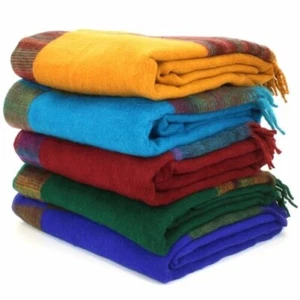Tibetan Wool Blend Shawl Blanket Wrap Throw Boho Meditation Travel - Picture 1 of 230