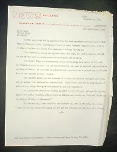 1964 selten Bram VAN VELDE expressionistischer Maler Kunst Ephemera Pressemitteilung Walker - Bild 1 von 2