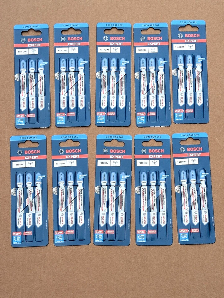 10 X BOSCH EXPERT T118EHM JIGSAW BLADES FOR STAINLESS STEEL 10 PACKS OF 3 - Image 1 of 1