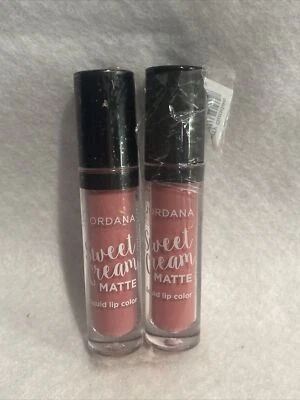 Lote 2 Jordana Sweet Cream Mate Líquido Labial Color 24 Fresa Helado Rosa Labial Foto 1 de 3