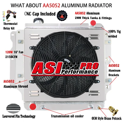 Relé de ventilador de cubierta de radiador de 3 filas para Jeep Wrangler TJ 1987-2006 2,4 L 4,0 L 4,2 L AT Foto 1 de 4