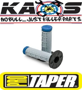PRO TAPER HALF WAFFLE TRI DENSITY GRIPS GREY BLUE MOTOCROSS CR CRF YZ YZF KX KXF - Picture 1 of 7
