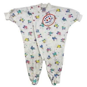 Sarah’s Prints One Piece Bodysuit Size 3 Months Baby Toy Puppy Cat Bunny NEW - Picture 1 of 7