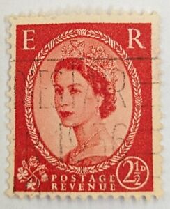 E R Wilding Queen Elizabeth II Postage Stamp Orange 2 1/2 D