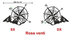 Coppia adesivi in vinile tuning auto moto casco scooter Rosa dei venti SX - DX - Foto 1 di 3