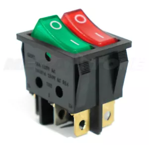 Dual SPST Rocker Switch RED/GREEN Neon Lamp On-Off KCD2 16A/250VAC - USA SELLER - Picture 1 of 8