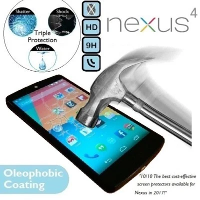 100% Genuine Premium Tempered Glass Screen Protector E960 For LG Google Nexus 4 - Image 1 of 2