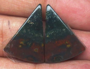 Natural Blood Stone Cabochon Fancy Shape Pair 20.90 ct Loose Gemstone J 3272 - Picture 1 of 5