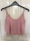 Ladies Pink Strappy Crop Top With Inner Lining & Lace Bottom Size Eur Small