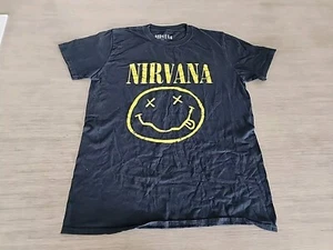 NIRVANA BLACK T-SHIRT SIZE M  SMILEY FACE  - Picture 1 of 4