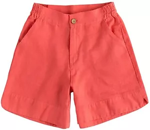 Women's Summer Casual 100% Linen Solid Stretchy Mid-Rise Walking Shorts OrangeXS - Picture 1 of 5