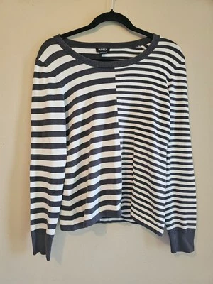 VTG WORTH Silk Blend Stretch Knit Top gray striped size M - Image 1 of 4