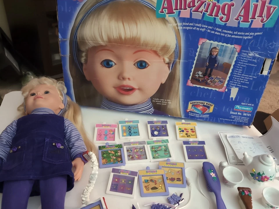 Amazing Ally 90s Interactive Doll 1999 With Cards And Card Insert Tea Pot & Box - Image 1 of 4