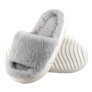 Women Slippers Home Comfy Faux Fur Memory Foam Anti-Slip Grey UK 3.5/4 - Picture 1 of 1