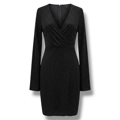 Vestido formal Symphony para mujer negro de lúrex cuello hundido manga ala de murciélago - talla 1x Foto 1 de 4