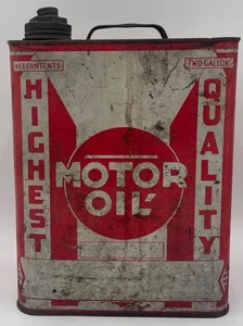 Vintage Highest Quality Motor Oil 2 Gallon Oil Can - Picture 1 of 6
