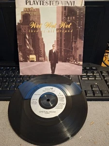 WET WET WET LOVE IS ALL AROUND IN PIC SLEEVE FOUR WEDDINGS VG++ 7" VINYL 45 - Picture 1 of 3
