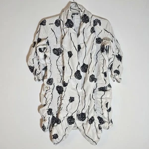 Samuel Dong Jacke Damen Small Weiß Schwarz Rose Struktur Knopfleiste Langarm - Bild 1 von 13