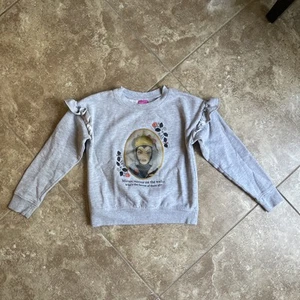 Disney Princess Kids Girls Snow White Evil Queen Ruffle Sleeve Sweatshirt Gray M - Picture 1 of 6