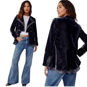 NWT Free People Velvet Faye Military Jacket Ebony Grey Sz Sz S - Picture 1 of 10