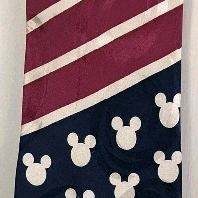 Винтажный галстук с американским флагом Disney Mickey Mouse США красный белый синий шелк - Изображение 1 из 4