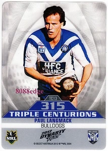 2012 SELECT NRL DYNASTY TRIPLE CENTURIONS TC13: PAUL LANGMACK-BULLDOGS 300 GAMES - Imagen 1 de 1