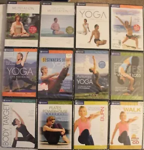 NEW 12 Gaiam yoga Pilates cardio workout DVD lot ashtanga meditation relaxation - Imagen 1 de 12