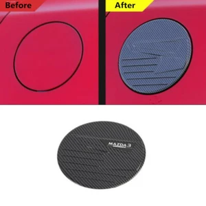 Carbon Fiber Oil Fuel Gas Tank Cap Cover Trim For Mazda 3 Axela 2020-2024 Auto - Foto 1 di 8