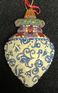 Jim Shore Ornament Teardrop Quilt Muster Volkskunst blau grün rot - Bild 1 von 2