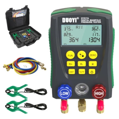 DUOYI Digital Manifold Gauge Set Refrigeration HVAC Vacuum Pressure Temperature Tester