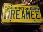 DREAMY VINTAGE Washington State LICENSE PLATE VANITY DREAMEE Yellow