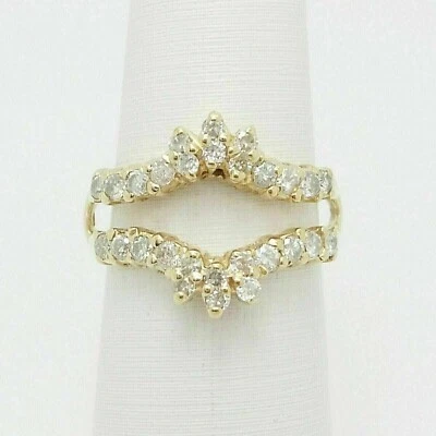 14K Yellow Gold Plated 1.50CT Round Cut Moissanite Enhancer Guard Wrap Ring SZ 6 - Image 1 of 4