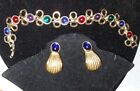 Vintage Runway Couture Gripoix Glass Earrings Bracelet 90S Chic Glam