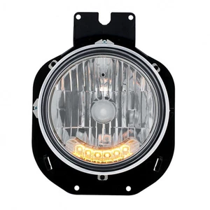 1996-2005 Freightliner Century Crystal Headlight w/ 6 Amber Auxiliary LED - Picture 1 of 3