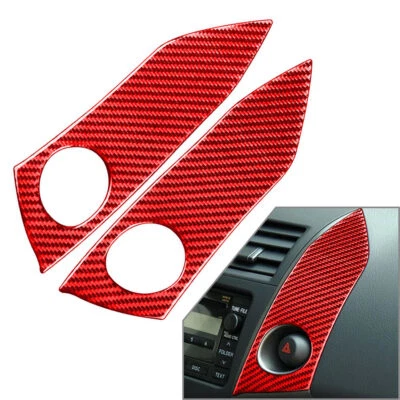 Carbon Fiber Emergency Warning Light Switch Cover Trim Fit Toyota RAV4 06-12 Red - Image 1 of 4