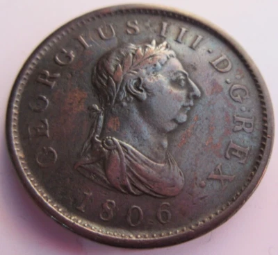 1806 GEORGE III PENNY BRITANNIA EF PRESENTED IN CLEAR PROTECTIVE FLIP - Image 1 of 3